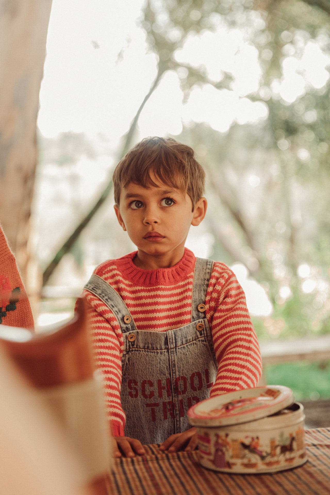 Baby Dungarees Fadded Light Blue Denim with "school Trip" Print
