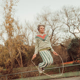Jogging Pants Ecru & Green Stripes