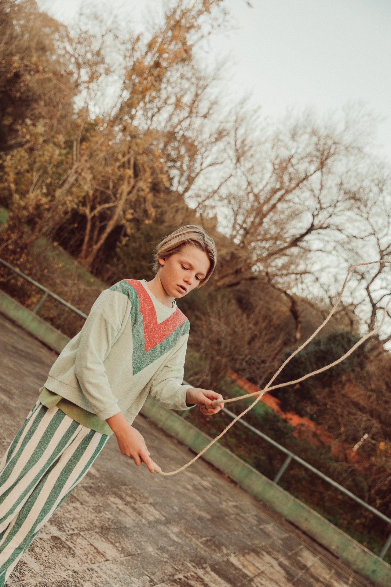 Sweatshirt Mint Green with Multicolor Triangle Print