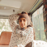Blouse with Double Collar Ecru with Little Flowers