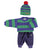 Knitted baby sweater | Green & purple stripes