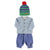 Knitted hat w/ pompon | Green & purple stripes