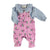 Baby dungarees | Pink corduroy w/ flowers allover