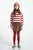Knitted hat w/ pompon | Bordeaux & light pink stripes