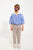 knitted blouse w/ collar | ecru & blue