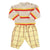 baby knitted sweater | ecru w/ yellow & red stripes