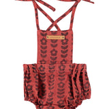 Baby Playsuit Bordeaux with Black Flowers