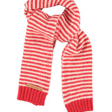 Knitted Scarf Ecru & Red Stripes