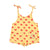 short jumpsuit w/ straps | yellow w/ red bows