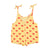 short jumpsuit w/ straps | yellow w/ red bows