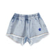 shorts w/ fringes | washed blue denim