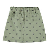Short Skirt Olive Green with Black Hearts