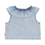 sleeveless blouse w/ collar | blue light denim