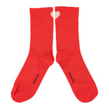 Red socks with ecru heart