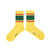 socks | yellow w/ green & red stripes