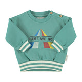 Baby Sweatshirt Green with "here We Go" Print