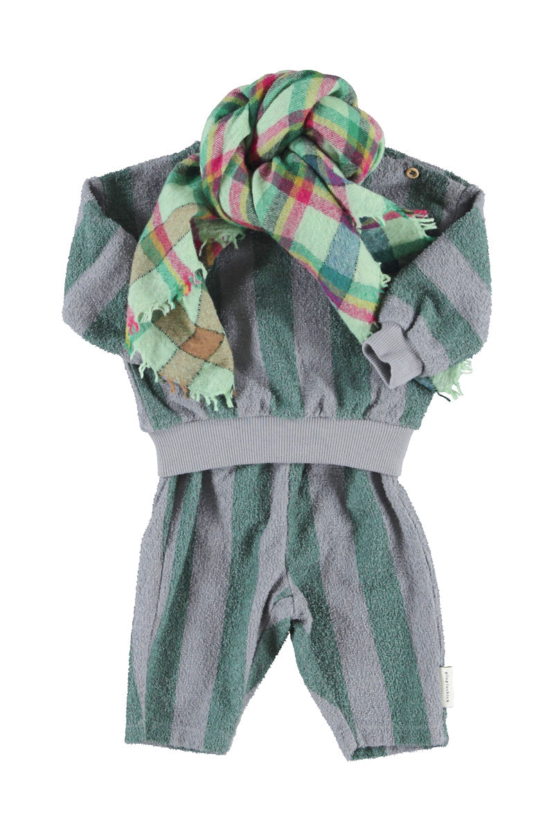 Baby Sweatshirt Grey & Green Stripes