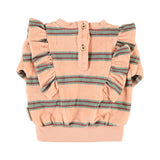 Baby Terry Cotton Sweatshirt Light Pink with Double Stripes