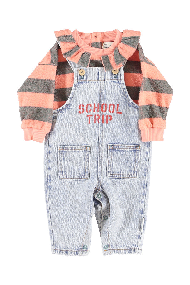 Baby Sweatshirt with Collar Pink & Green Stripes