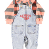 Baby Sweatshirt with Collar Pink & Green Stripes