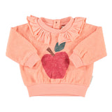 Baby Sweatshirt with Collar Pink with Apple Print
