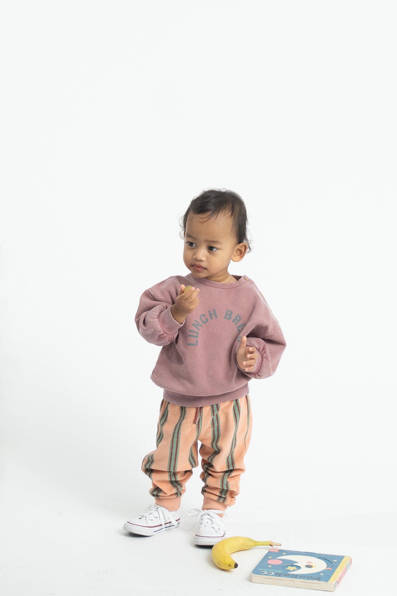 Baby Oversized Sweatshirt Pink with "lunch Break" Print