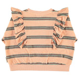 Terry Cotton Sweatshirt Light Pink with Double Stripes