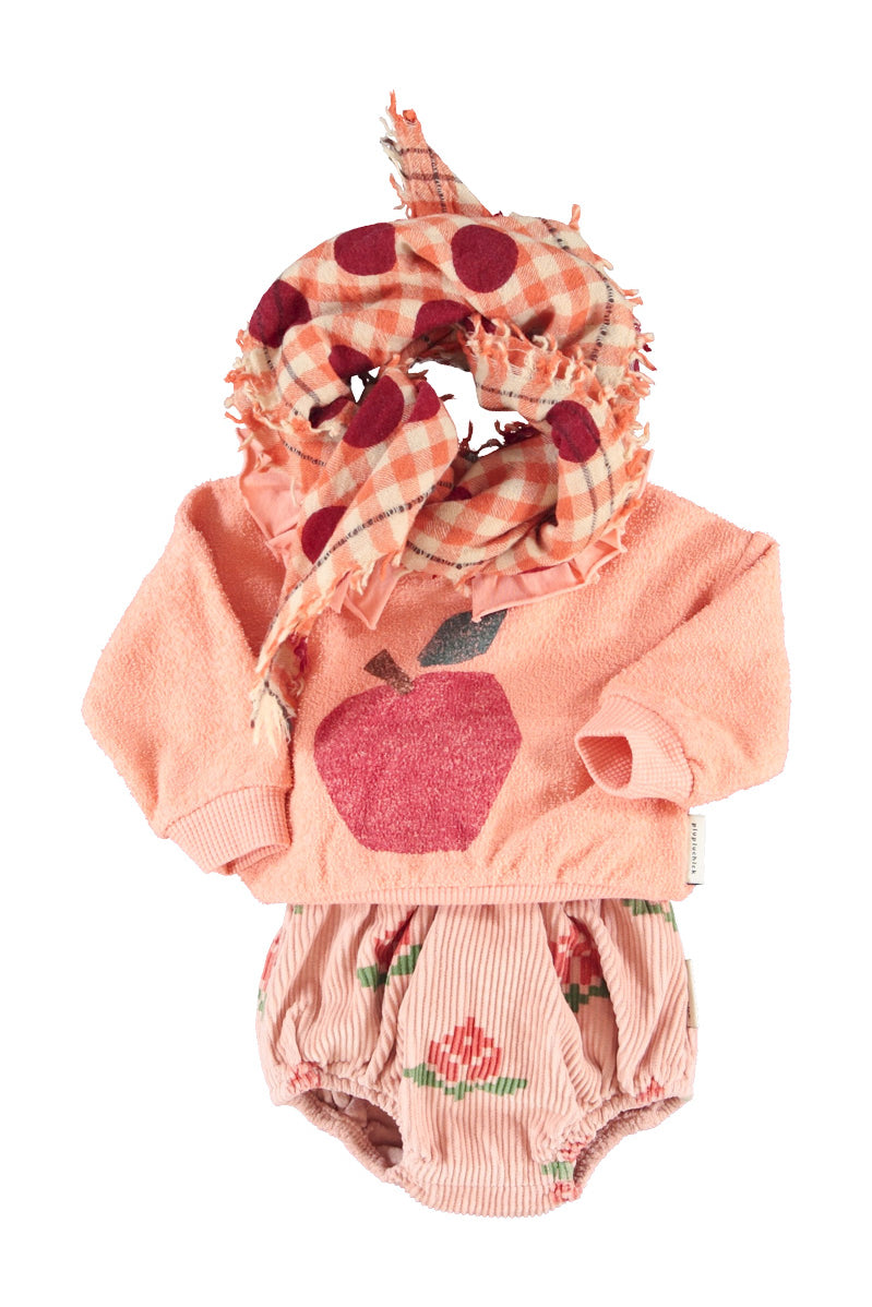 Baby Sweatshirt with Collar Pink with Apple Print
