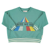 Sweatshirt Green with "here We Go" Print