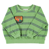 Terry Cotton Sweatshirt Green with Double Stripes