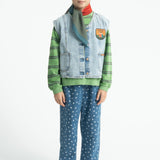 Terry Cotton Sweatshirt Green with Double Stripes