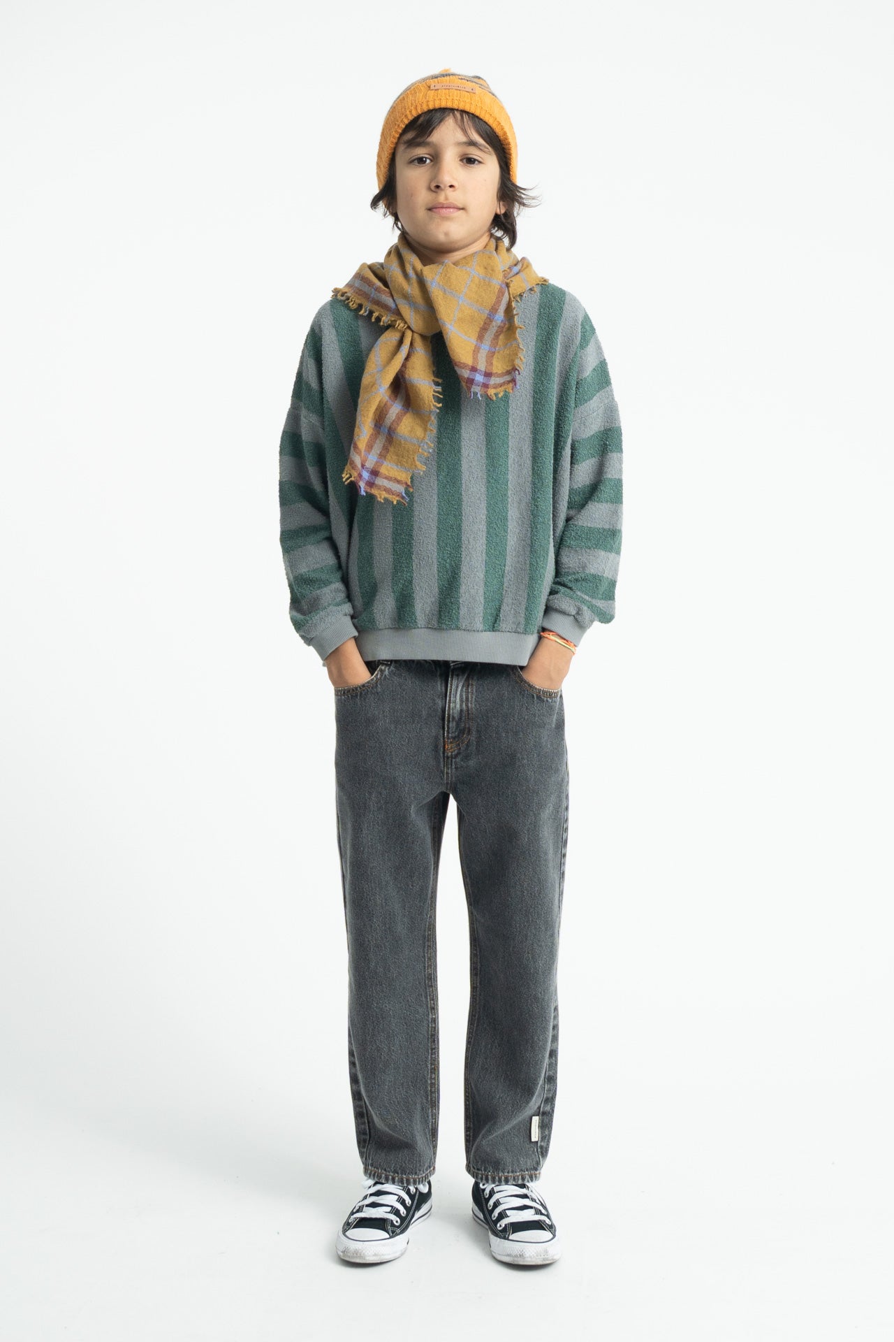 Sweatshirt Grey & Green Stripes