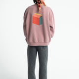 Oversized Sweatshirt Pink with "lunch Break" Print