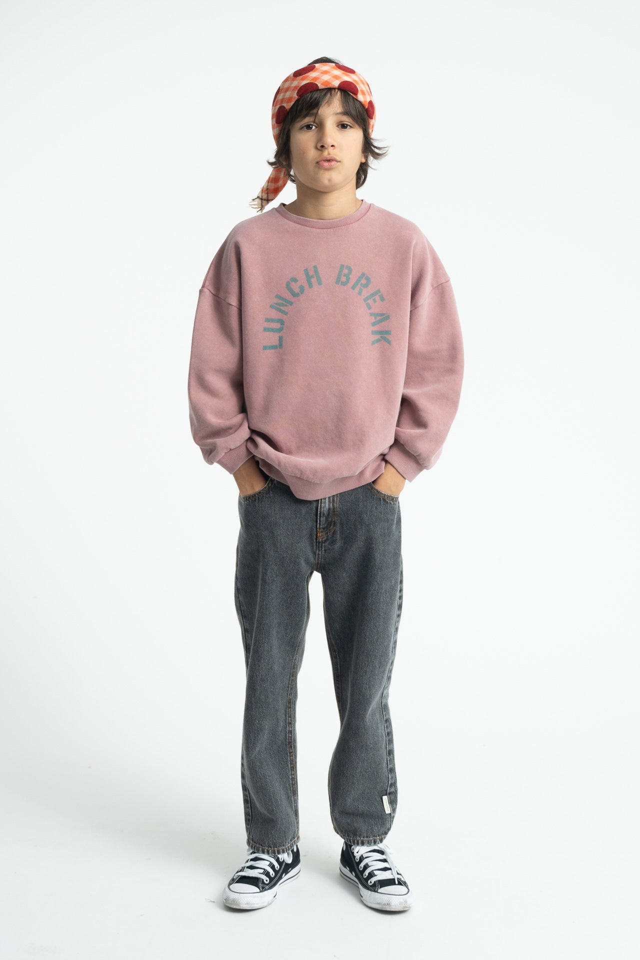 Oversized Sweatshirt Pink with "lunch Break" Print