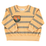 Terry Cotton Sweatshirt Sand with Double Stripes