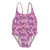 baby swimsuit w/ buttons | lavender w/ black tigers