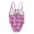 baby swimsuit w/ buttons | lavender w/ black tigers