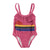 baby swimsuit w/ ruffles | aubergine w/ multicolor wave print