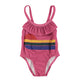 baby swimsuit w/ ruffles | aubergine w/ multicolor wave print