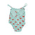 swimsuit w/ ruffles | blue w/ red bows