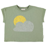 Tshirt Olive Green with Sun & Cloud Print
