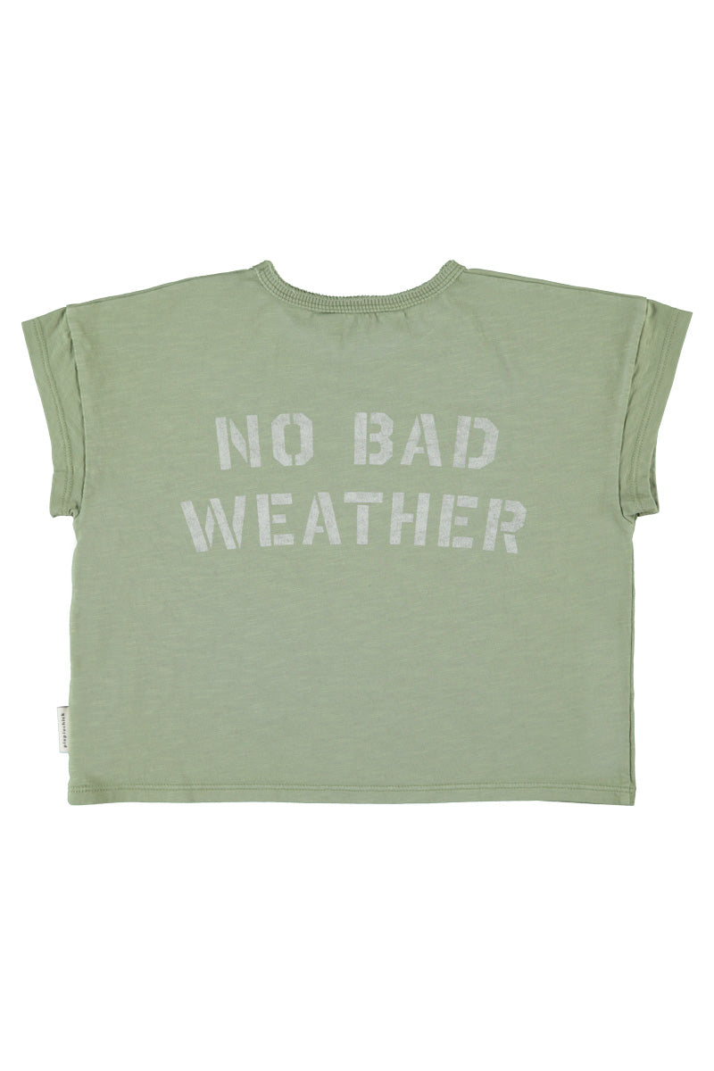 Tshirt Olive Green with Sun & Cloud Print