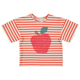 T'shirt Red & Ecru Stripes with Apple Print