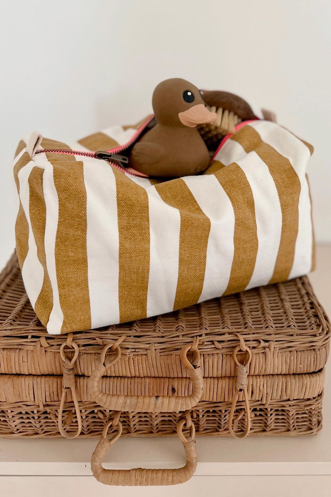 Toilet Bag | Large Stripes, Caramel