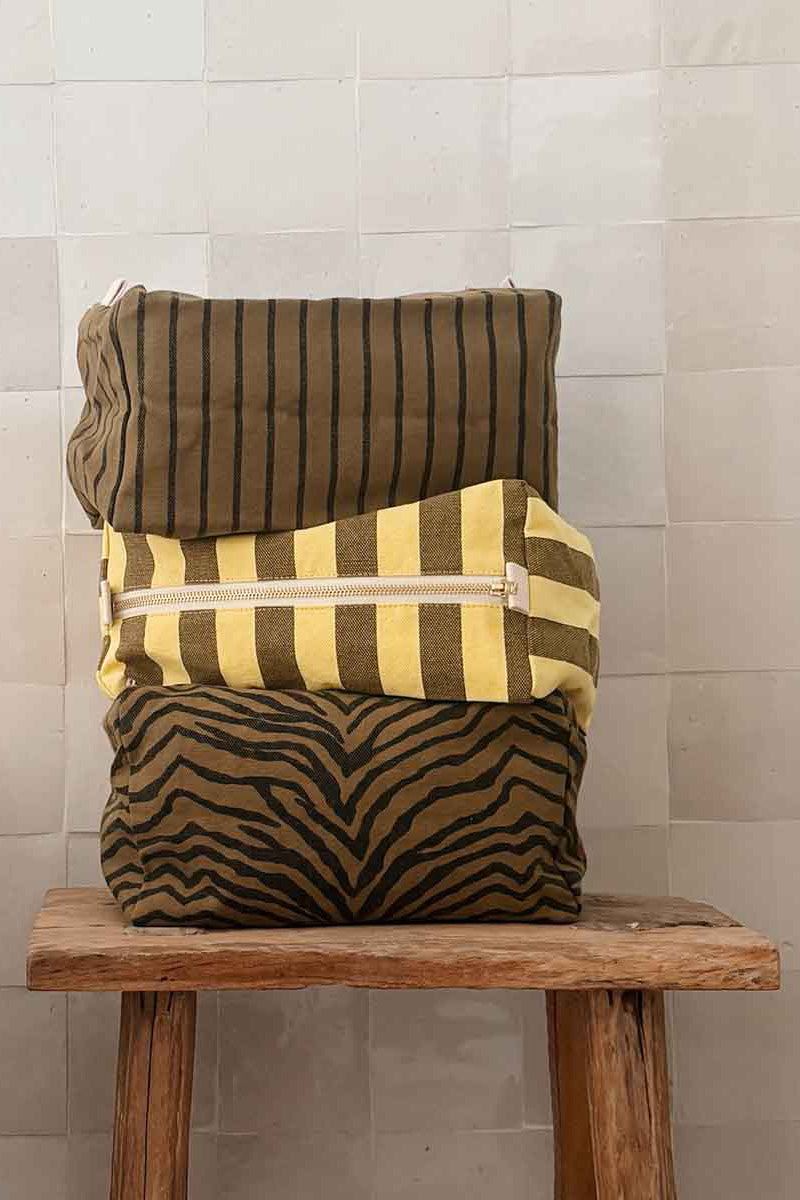 Toilet Bag | Stripes Lemon & Olive