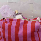 Toilet Bag | Pink & Tomato Stripes