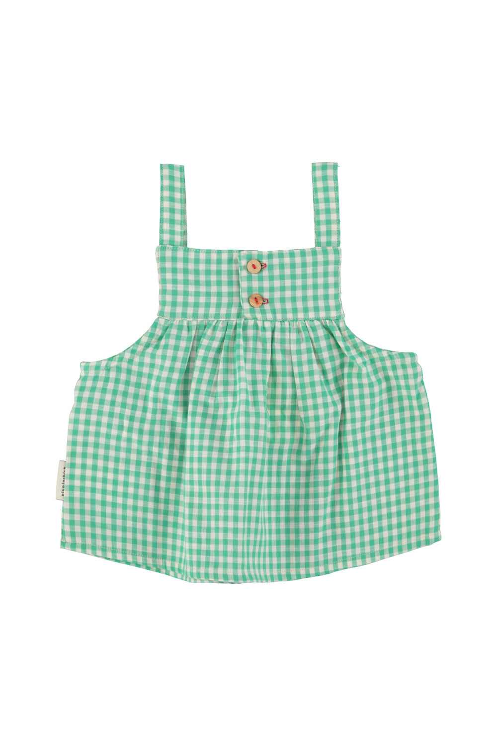 Baby top w/ straps | green & ecru checkered