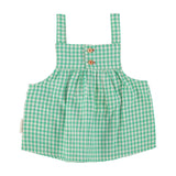 Baby top w/ straps | green & ecru checkered