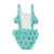 trikini | turquoise & white checkered w/ cherries