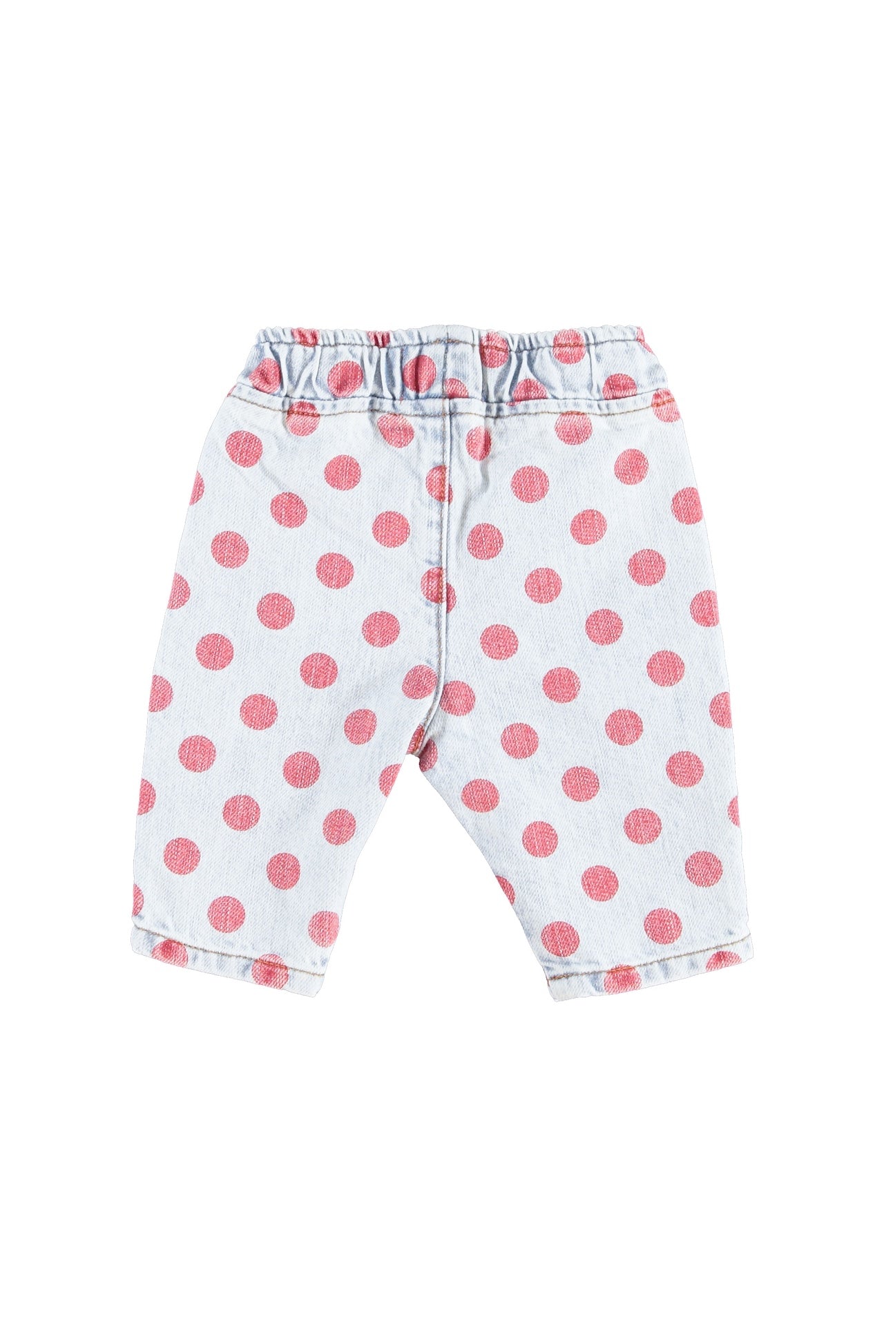 Baby Trousers Light Blue Denim with Red Dots